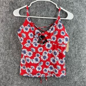 True‎ Craft Juniors Large Tankini Savannah Floral Swim Top Ties Red Blue White